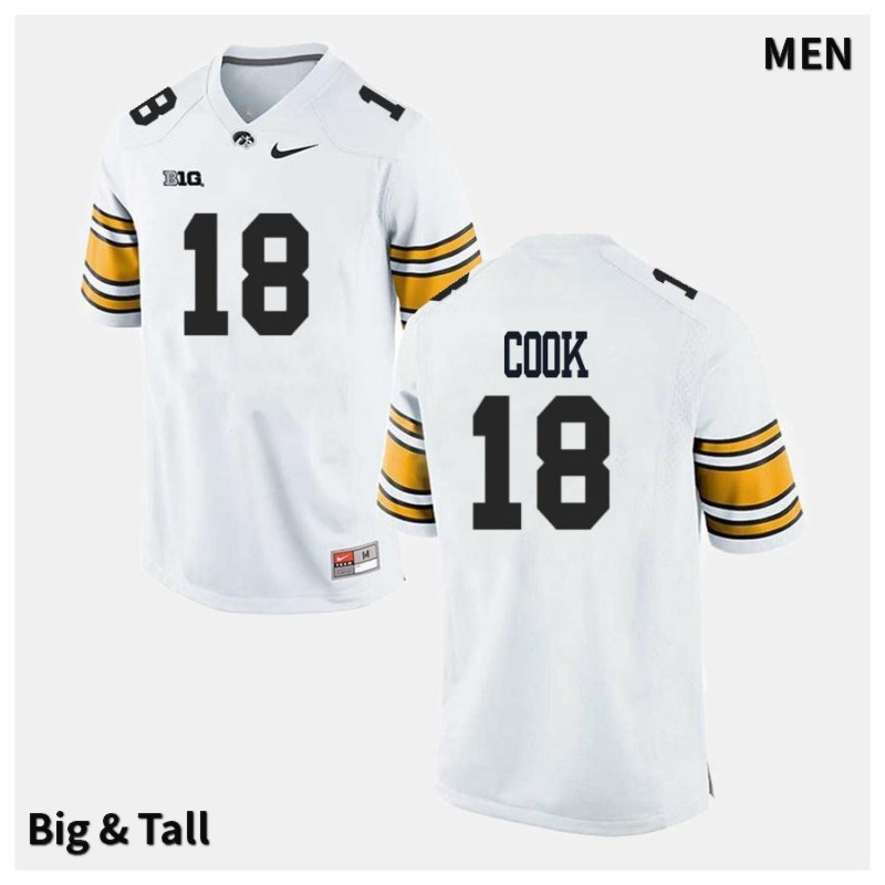 Men's Iowa Hawkeyes NCAA #18 Drew Cook White Authentic Nike Big & Tall Alumni Stitched College Football Jersey PD34I21RZ